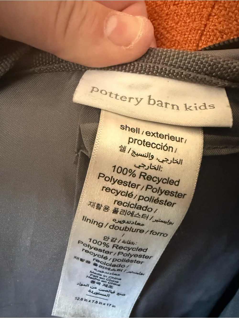 Pottery Barn Kids Grey Camo Backpack with Reflective Straps